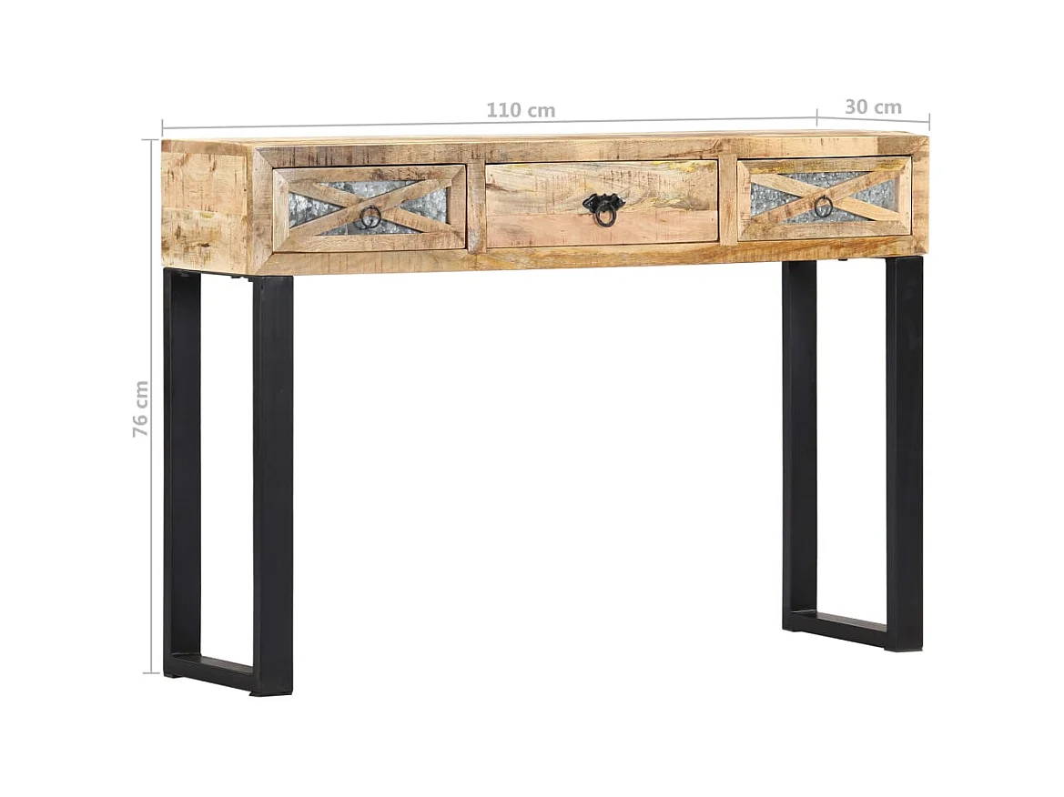 Table console 110 x 30 x 76 cm Bois de manguier massif