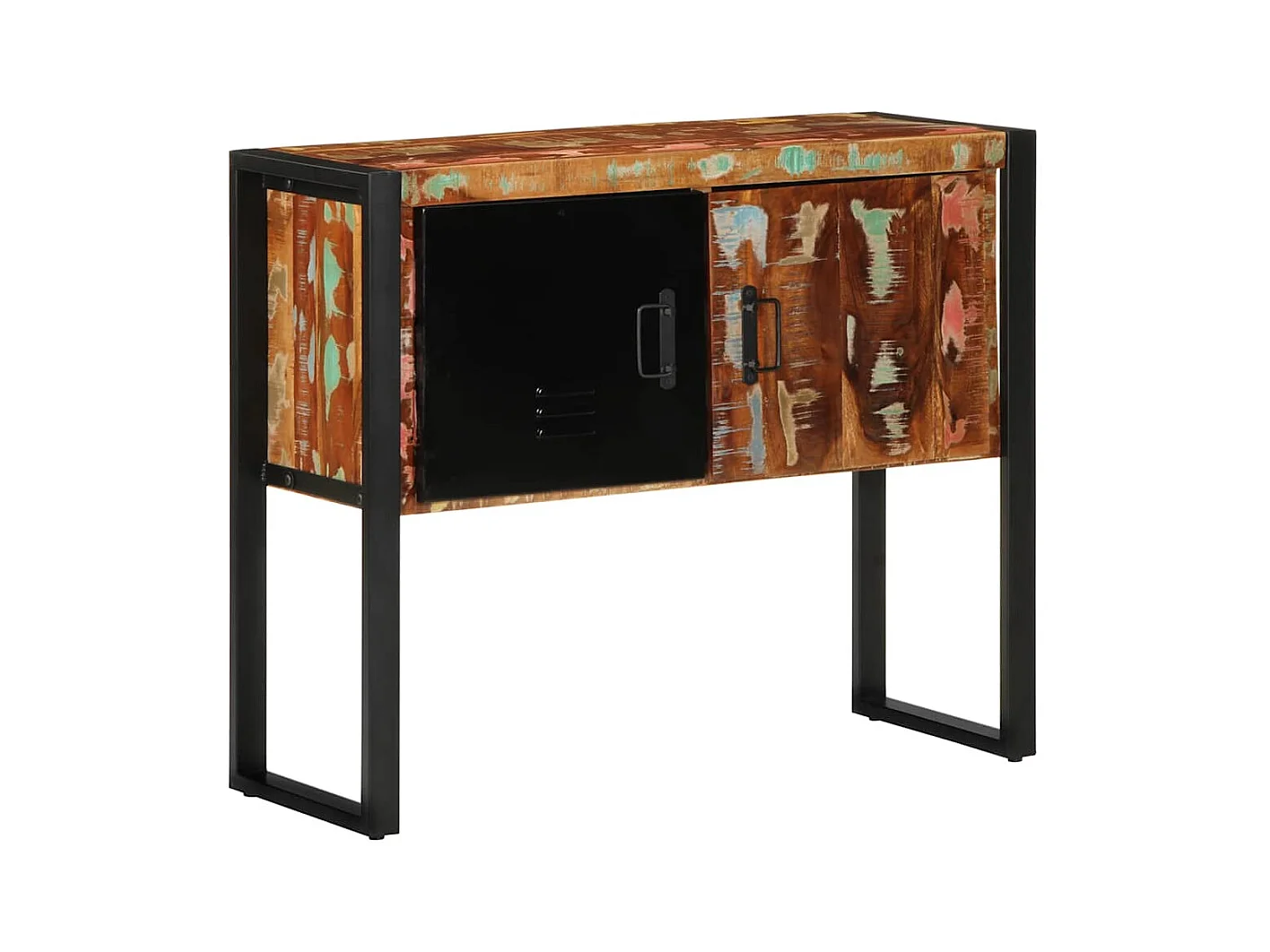 Consola multicolor 90x35x75cm madera maciza recuperada