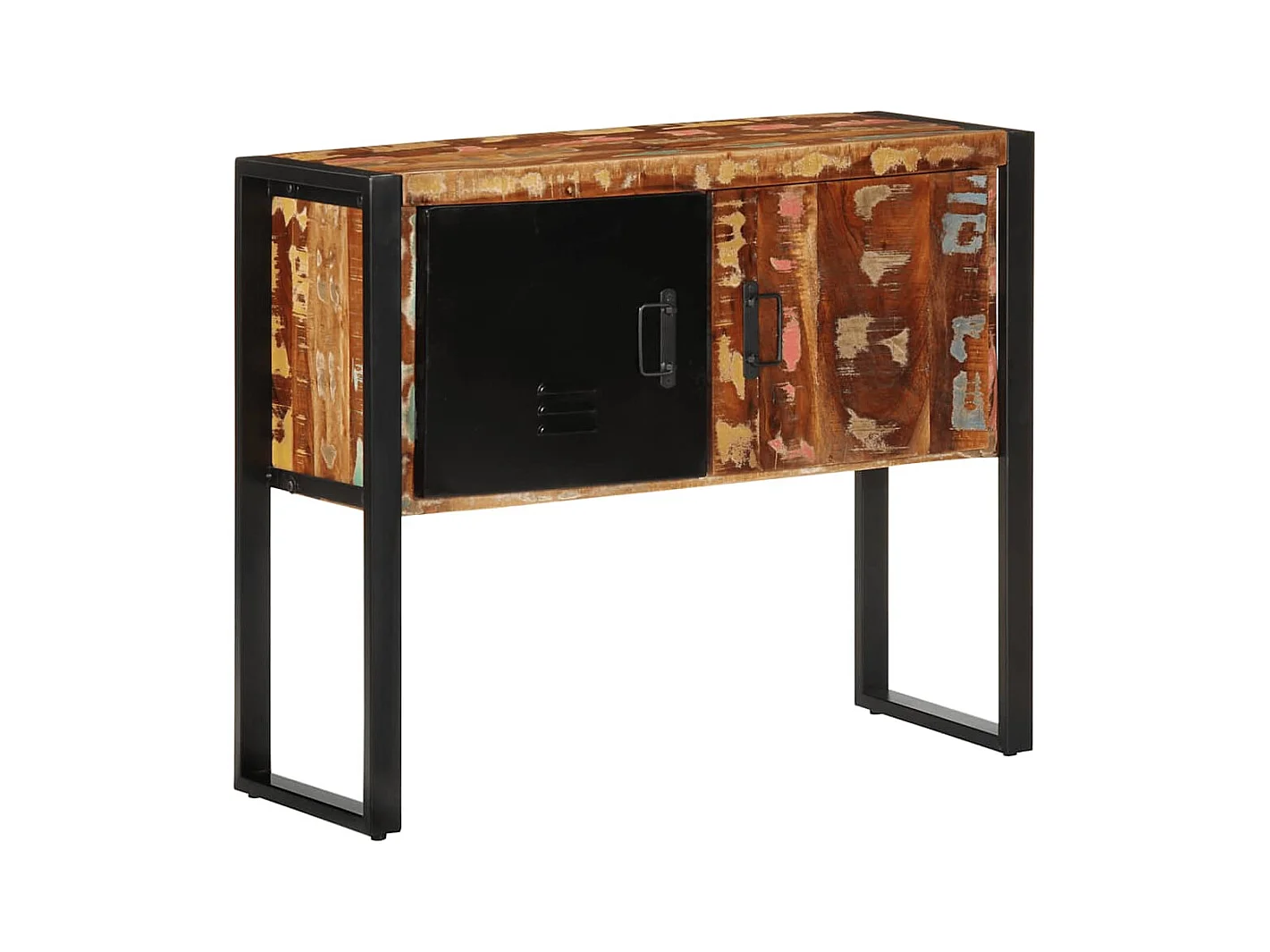Armoire console multicolore 90x35x75cm bois massif récupération