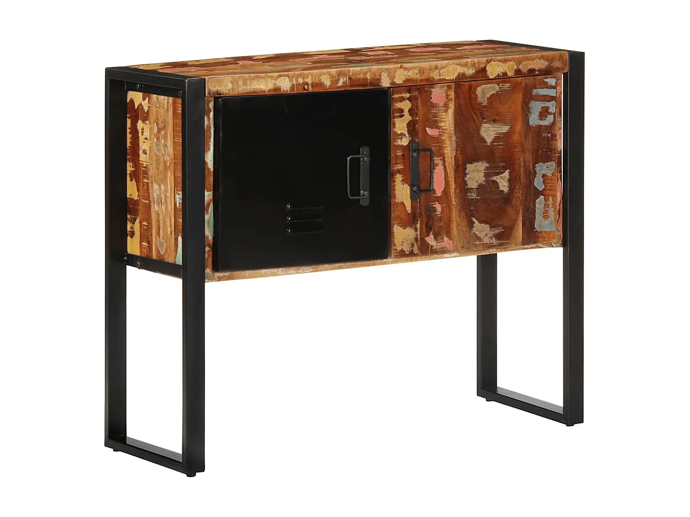 Armoire console multicolore 90x35x75cm bois massif récupération