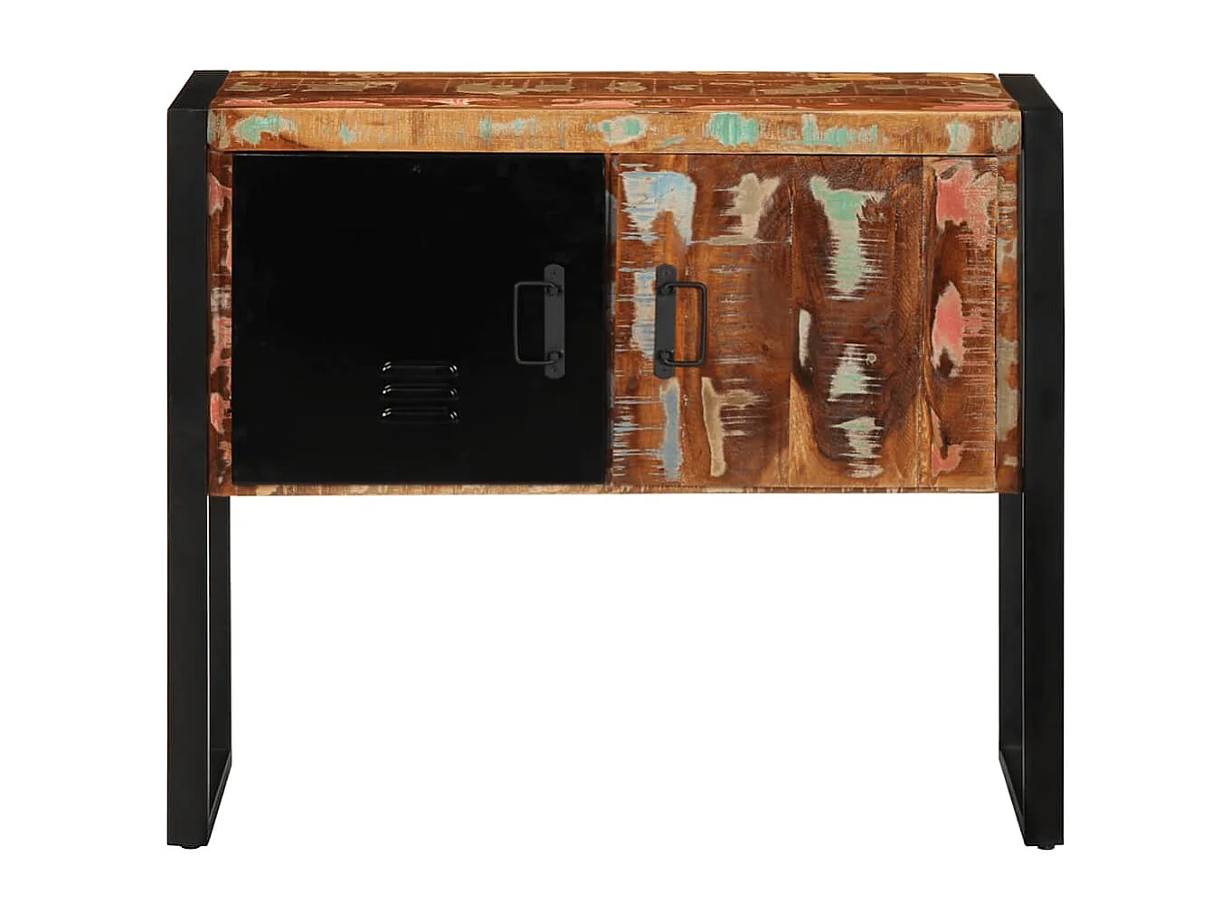 Armoire console multicolore 90x35x75cm bois massif récupération