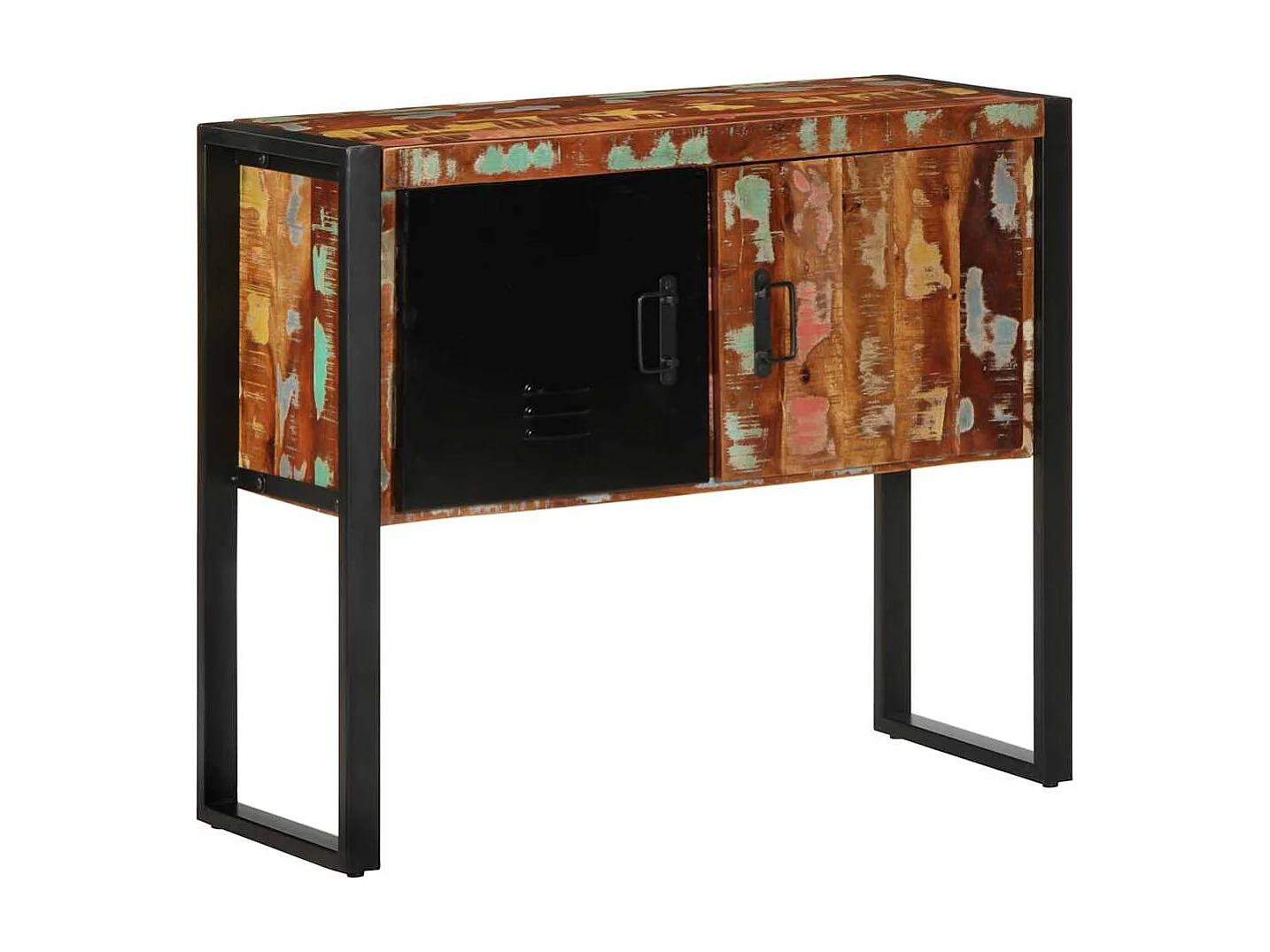 Armoire console multicolore 90x35x75cm bois massif récupération