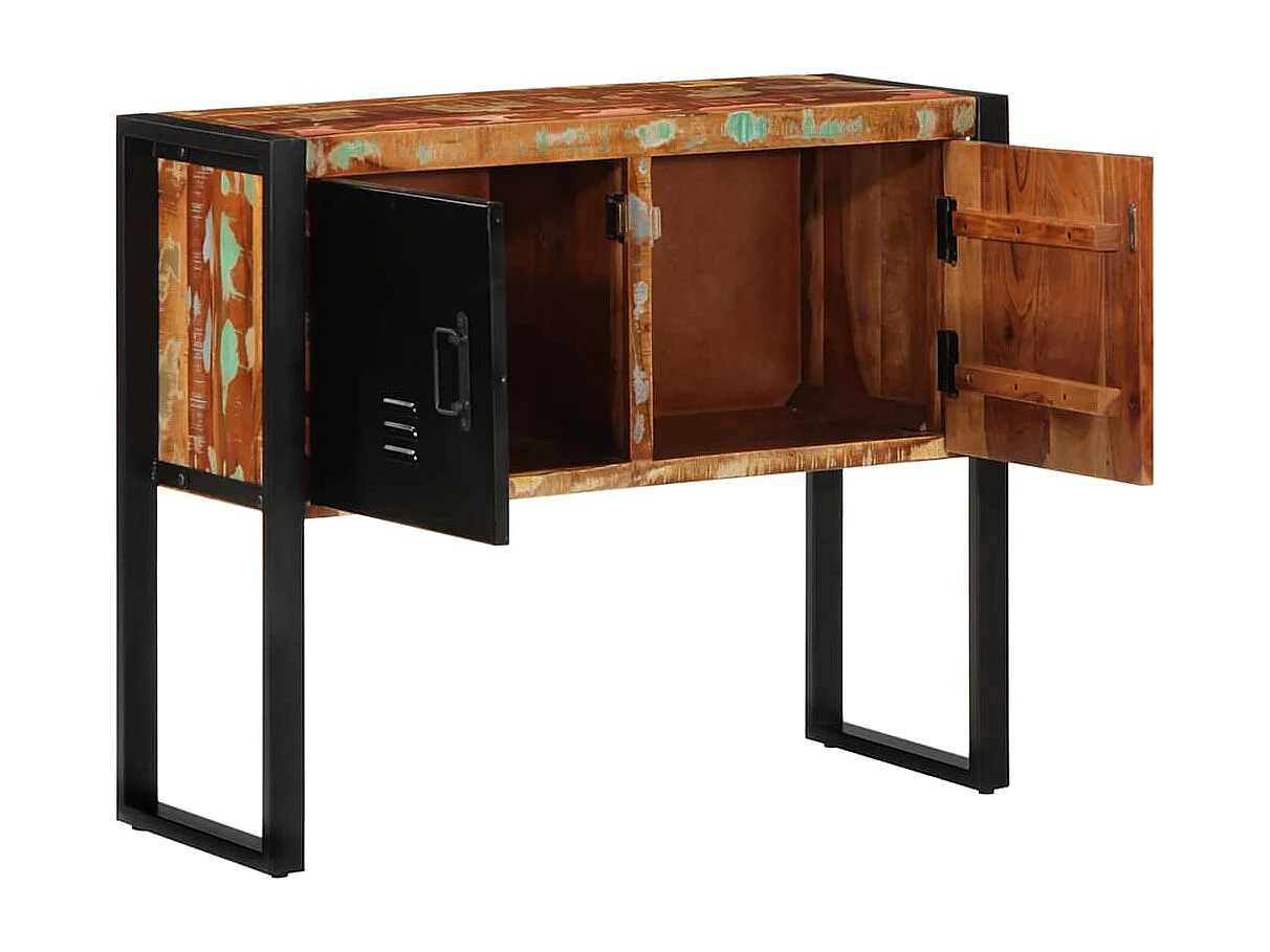 Armoire console multicolore 90x35x75cm bois massif récupération