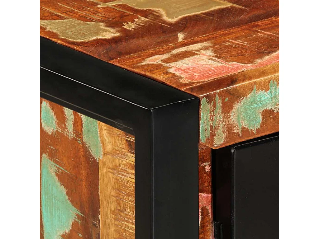 Armoire console multicolore 90x35x75cm bois massif récupération