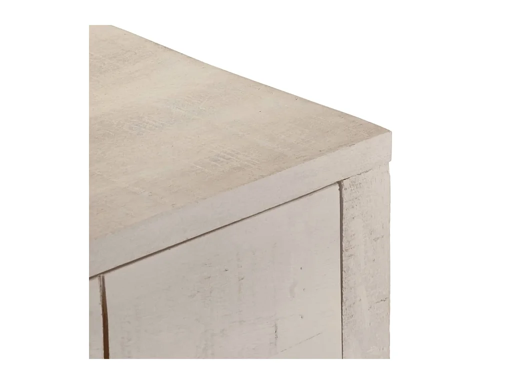 Table console blanc 110x35x75 cm bois de manguier solide