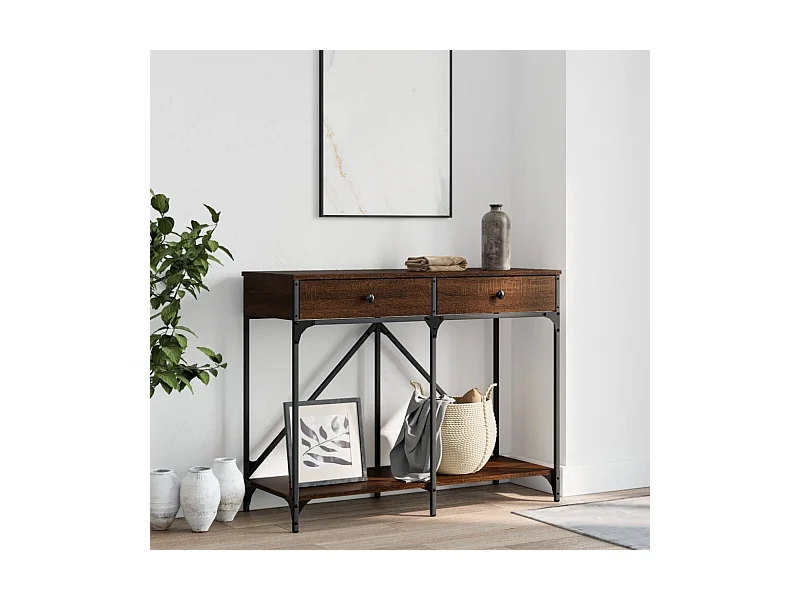 Table console chêne marron 100x39x78,5 cm bois d'ingénierie