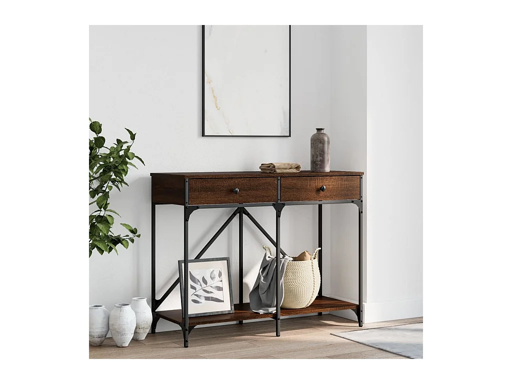 Table console chêne marron 100x39x78,5 cm bois d'ingénierie