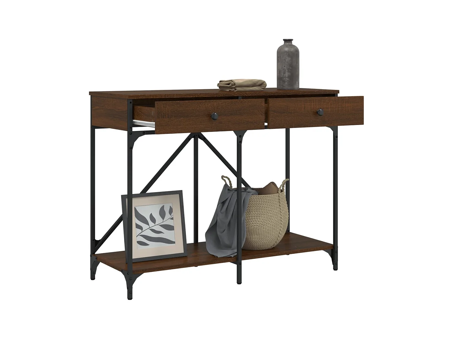 Table console chêne marron 100x39x78,5 cm bois d'ingénierie