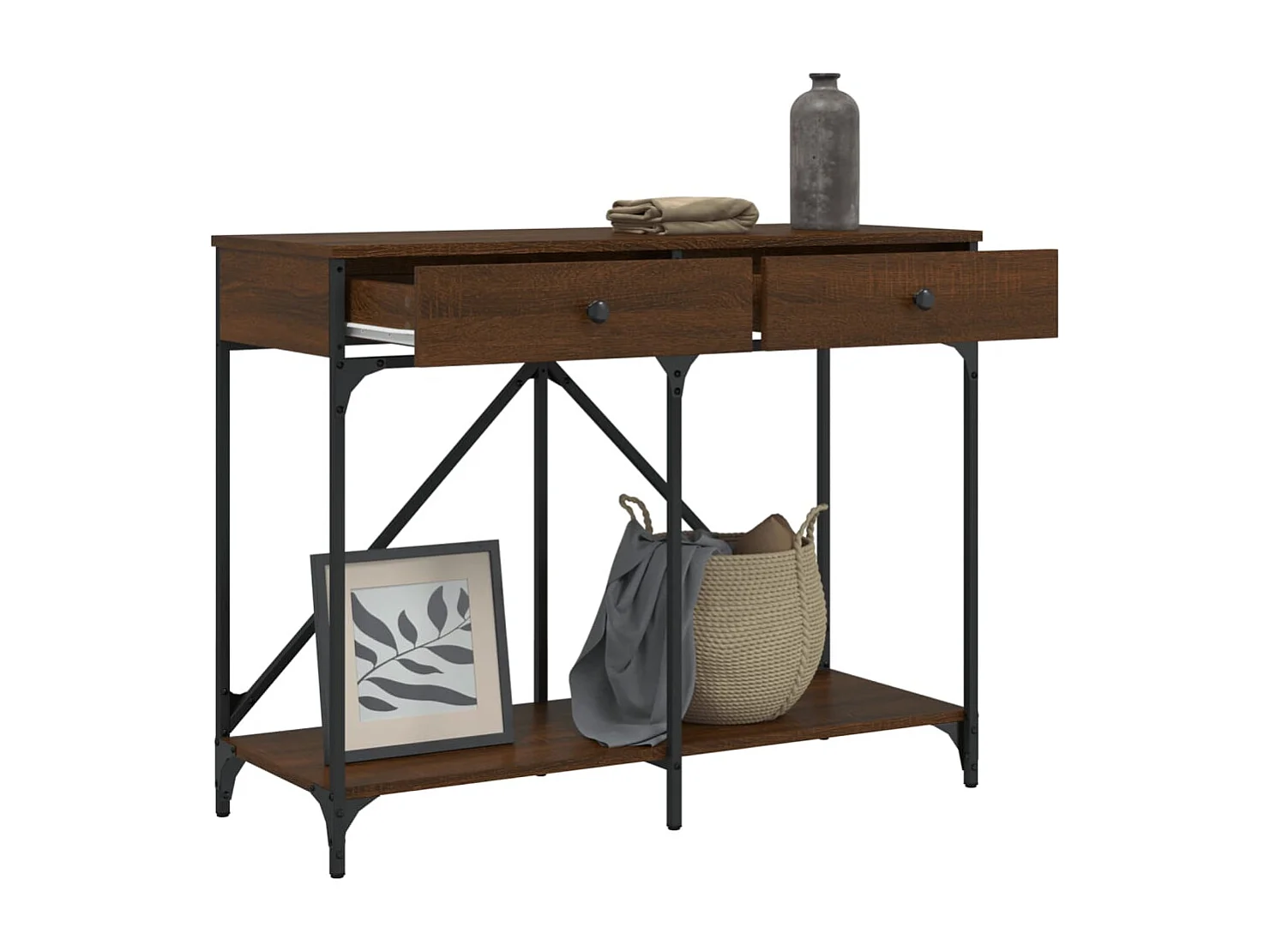 Consoletafel van bruin eikenhout 100x39x78,5 cm bewerkt hout