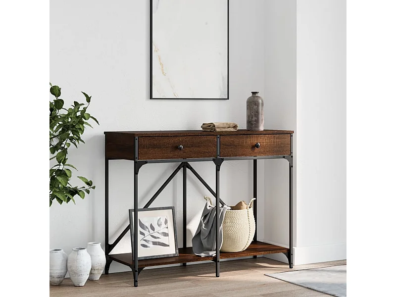 Consoletafel van bruin eikenhout 100x39x78,5 cm bewerkt hout