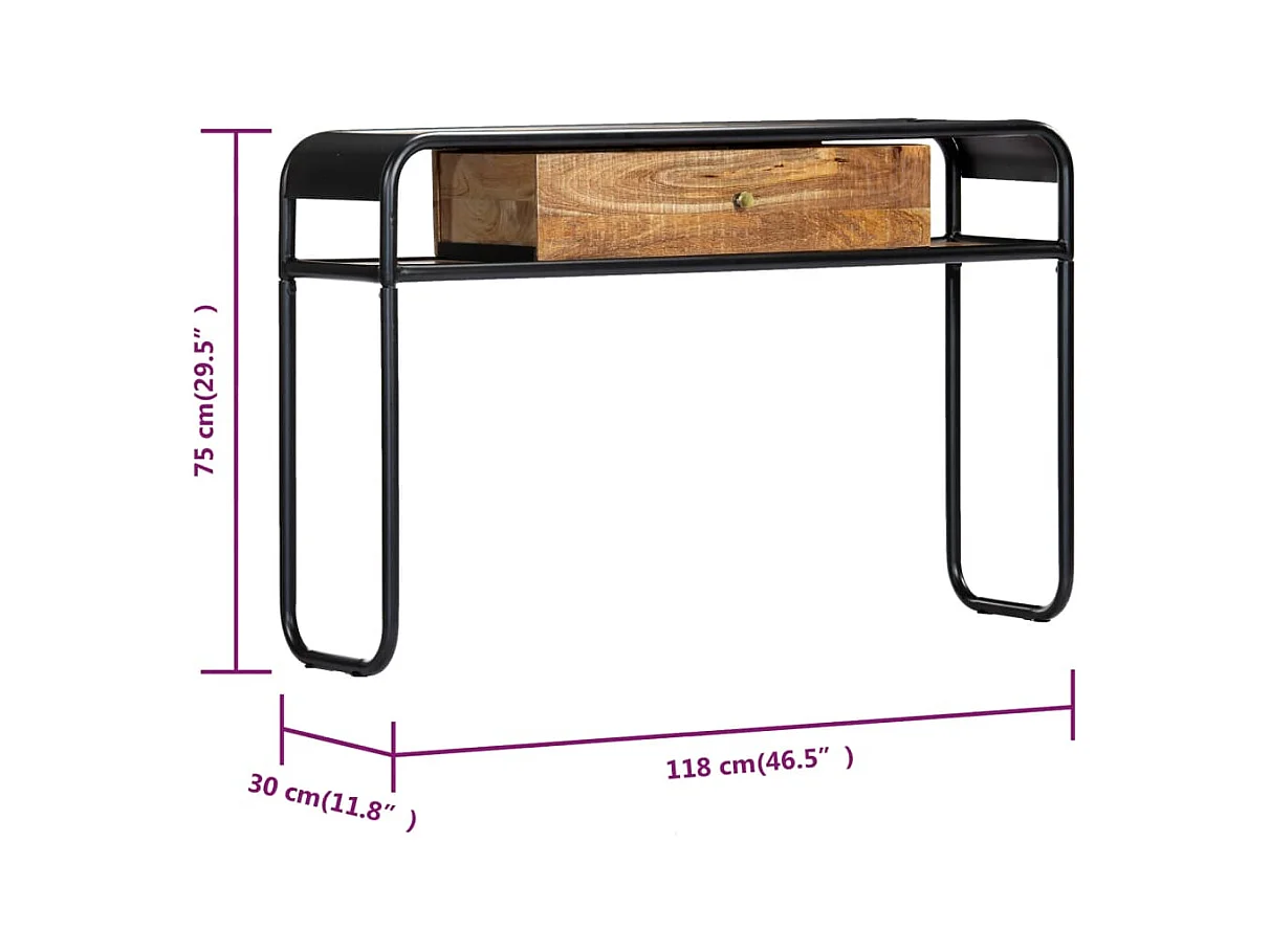 Table console 118 x 30 x 75 cm Bois de manguier massif