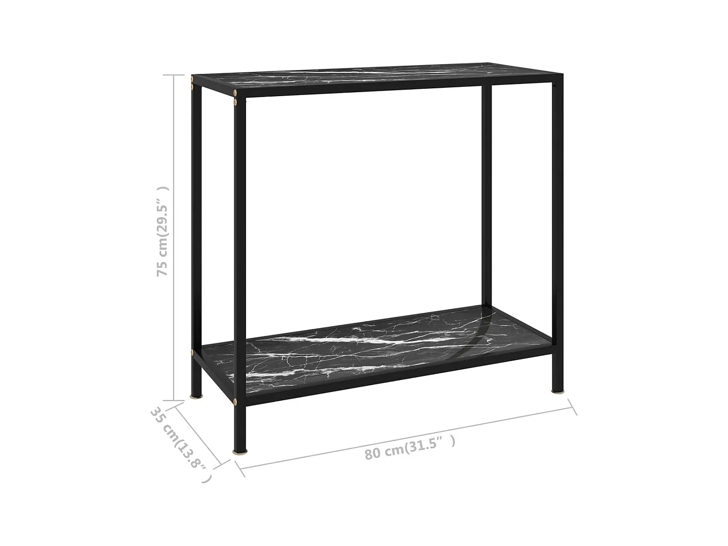 Consolle nera 80x35x75 cm Vetro temperato