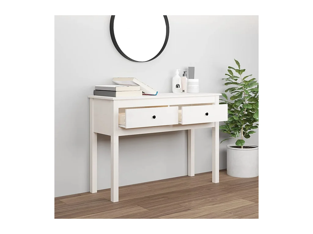 Consoletafel Wit 100x35x75 cm Massief grenenhout