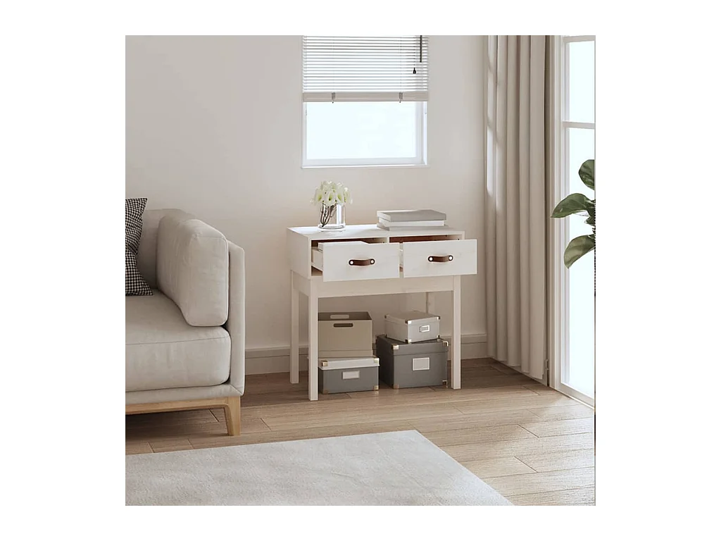 Consoletafel Wit 76,5x40x75 cm Massief grenenhout