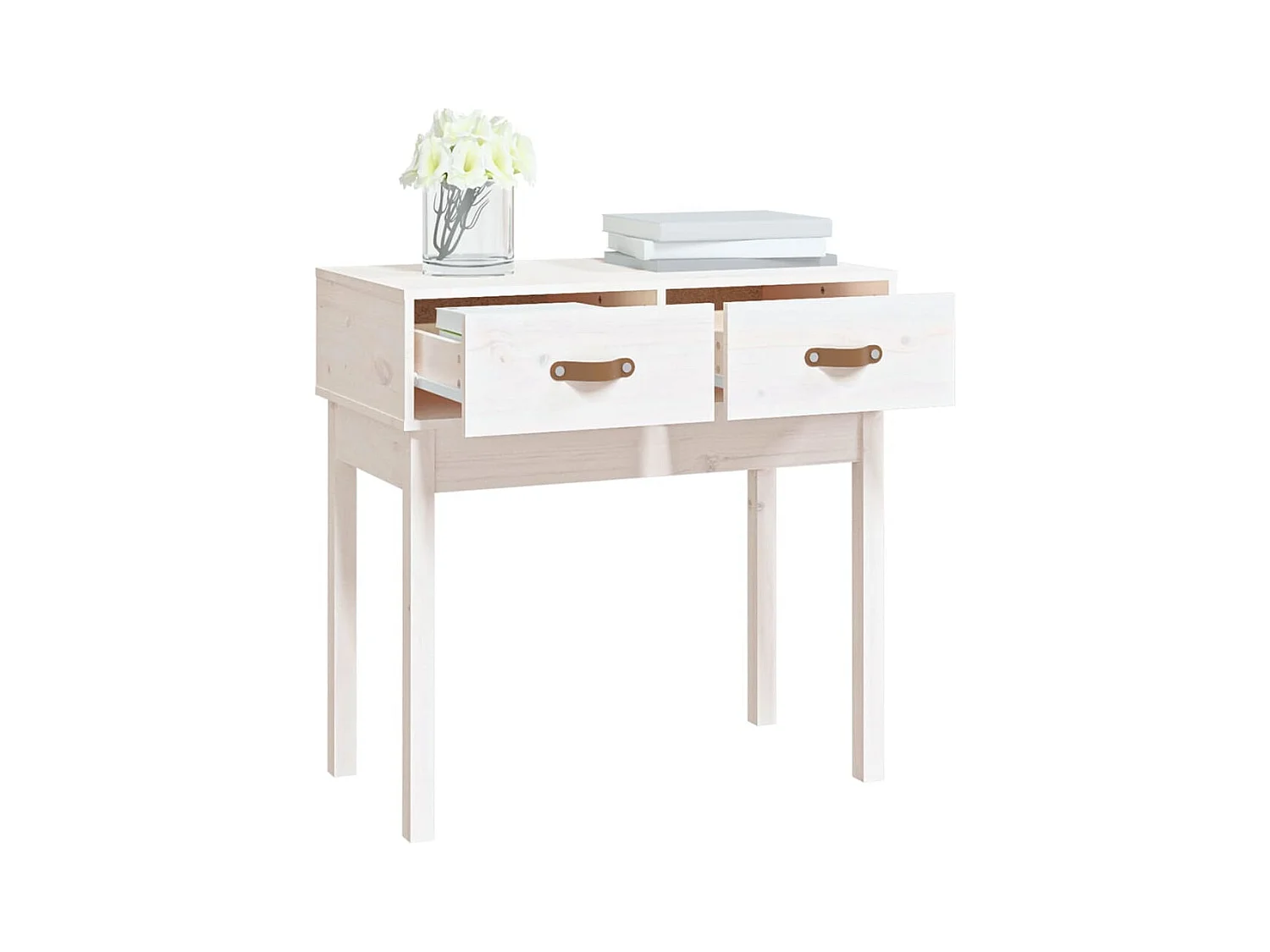 Consoletafel Wit 76,5x40x75 cm Massief grenenhout