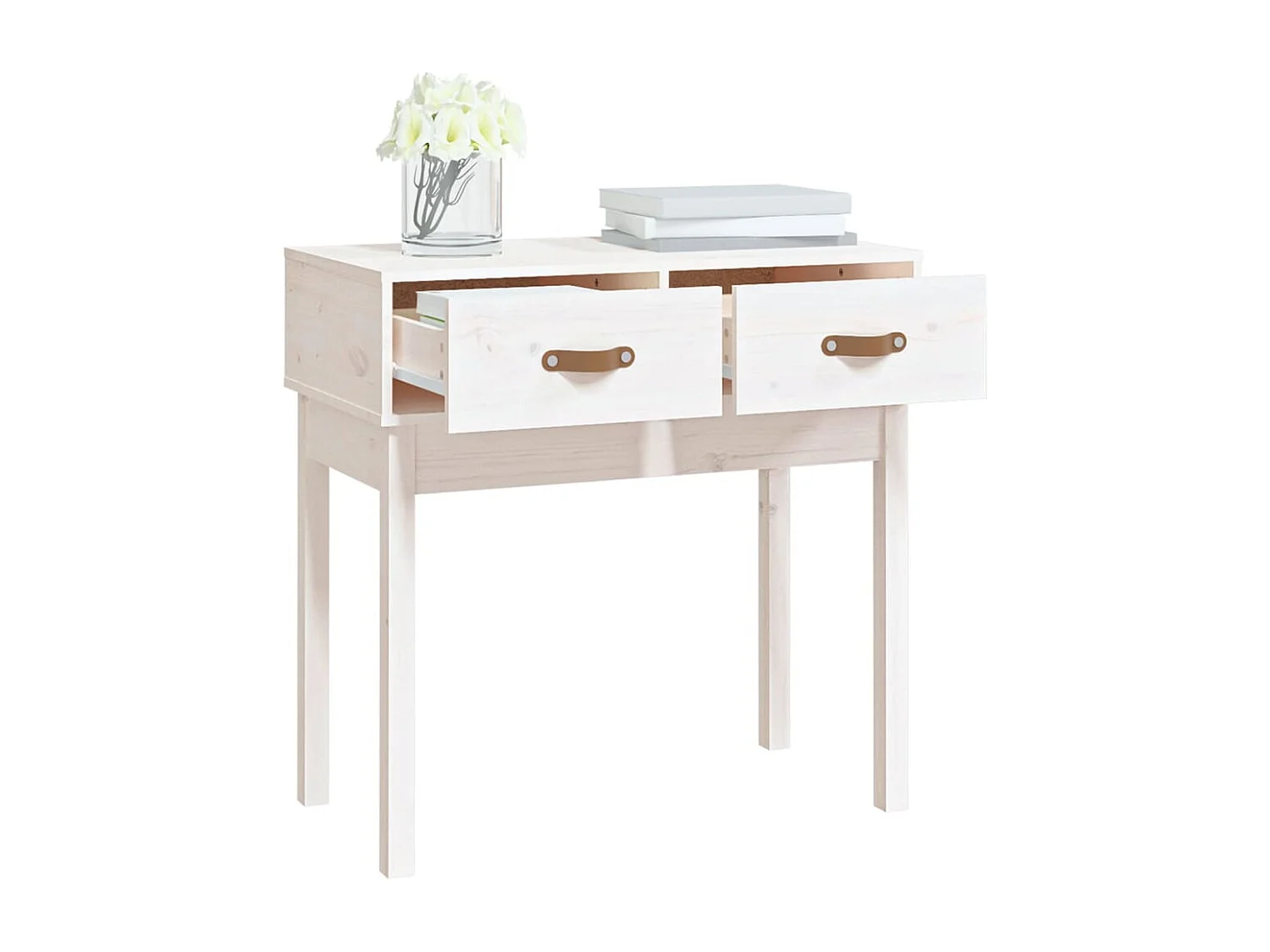 Mesa consola Blanca 76,5x40x75 cm Madera maciza de pino