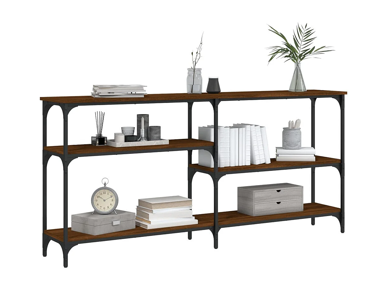 Table console chêne marron 160x29x75 cm Bois d'ingénierie