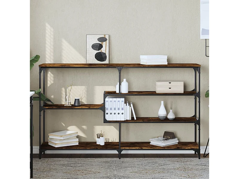 Consoletafel van gerookt eikenhout 160x32x95 cm, bewerkt hout