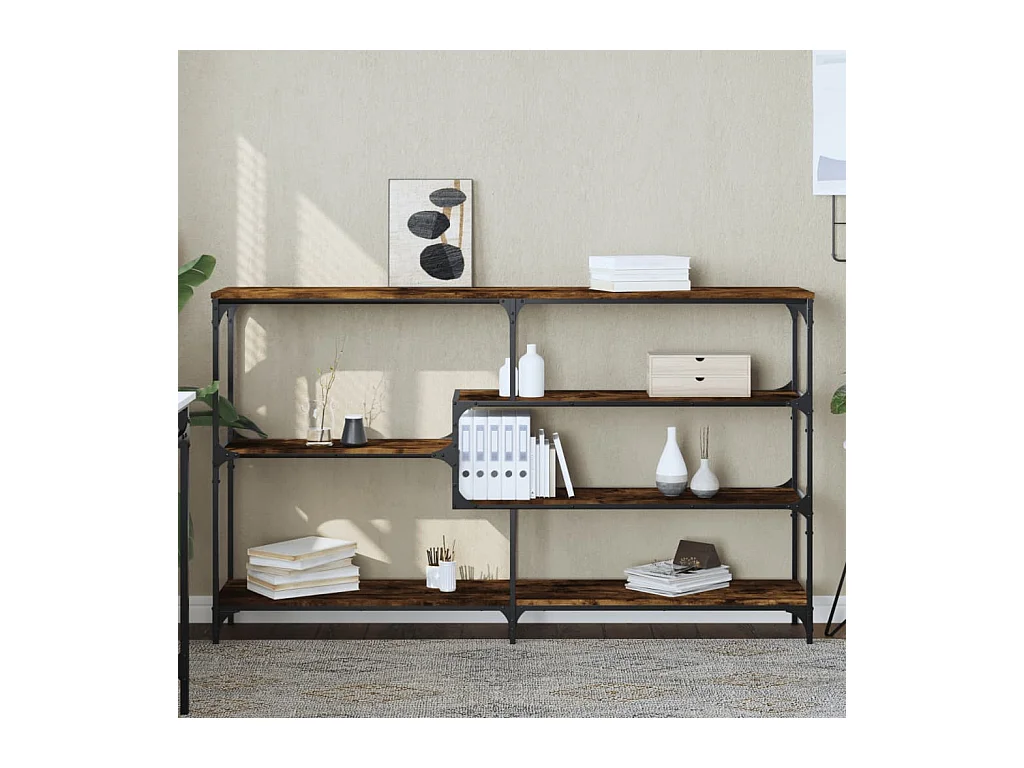 Table console chêne fumé 160x32x95 cm bois d'ingénierie