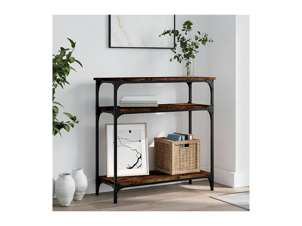 Table console chêne fumé 75x29x75 cm bois d'ingénierie