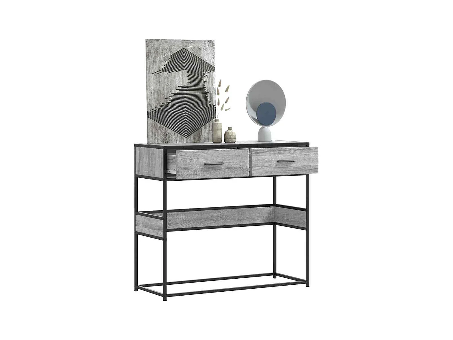 Table console sonoma gris 90x35x80 cm bois d'ingénierie