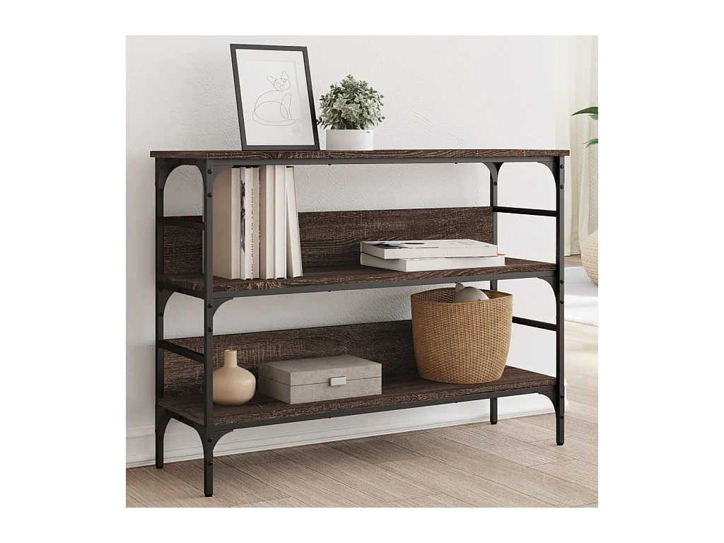 Table console chêne marron 100x32x75 cm bois d'ingénierie