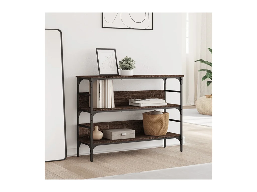 Table console chêne marron 100x32x75 cm bois d'ingénierie