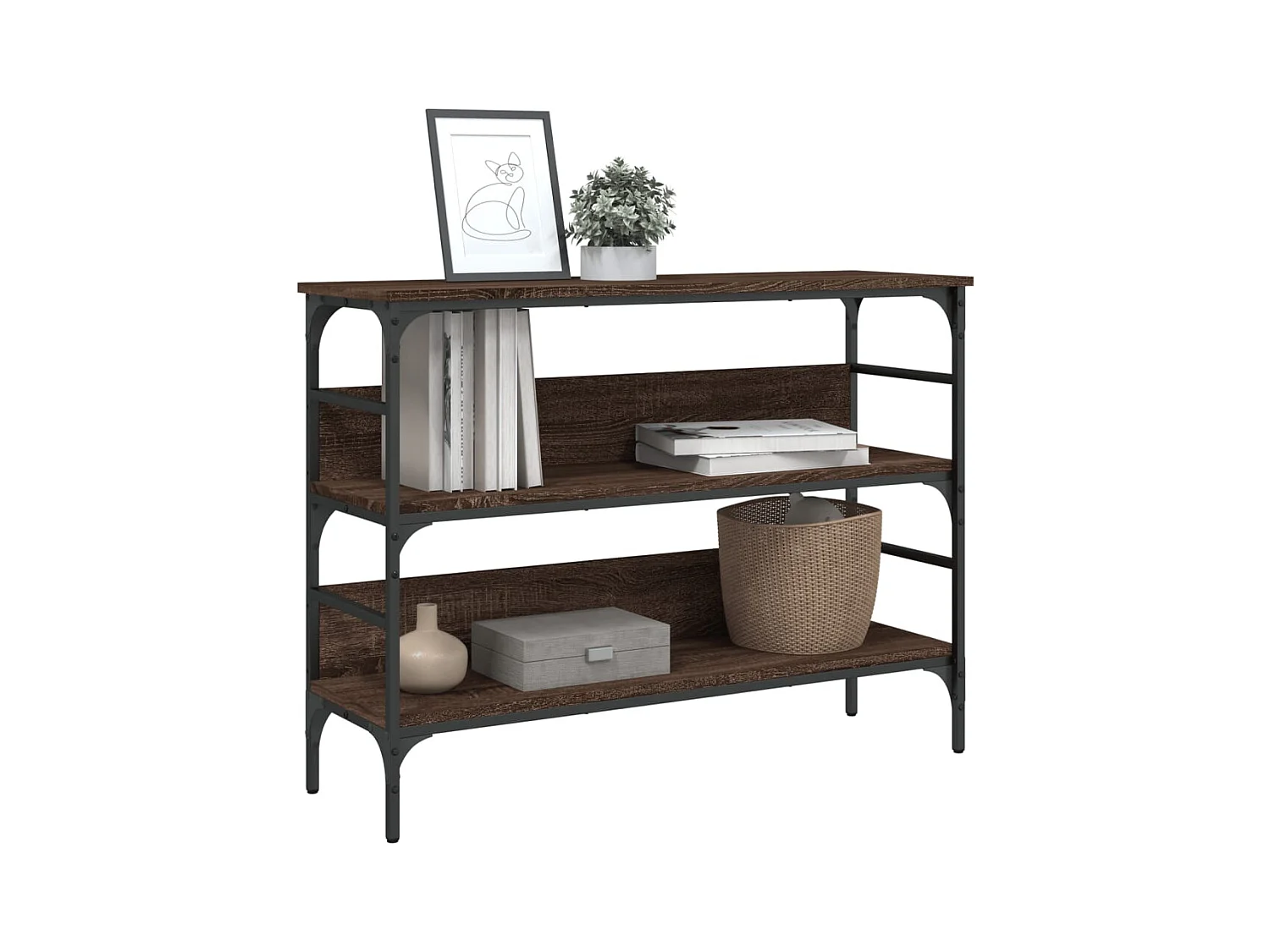 Table console chêne marron 100x32x75 cm bois d'ingénierie