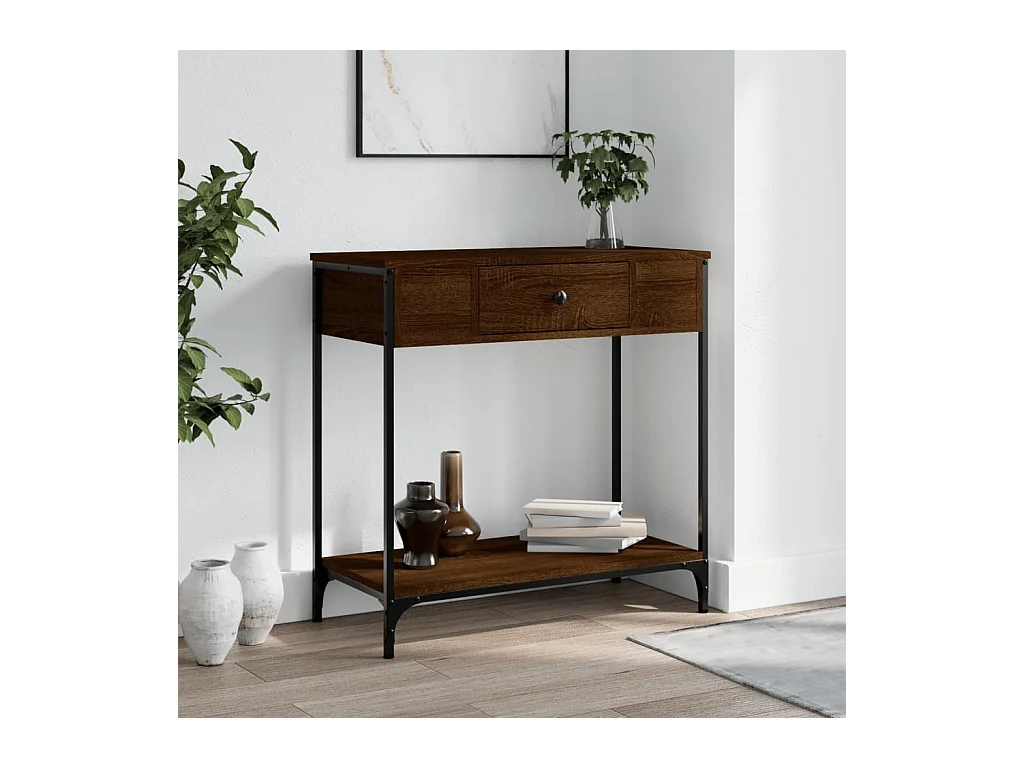 Table console chêne marron 75x34,5x75 cm bois d'ingénierie