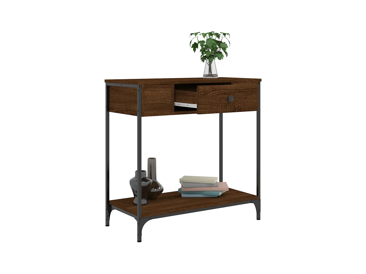 Table console chêne marron 75x34,5x75 cm bois d'ingénierie