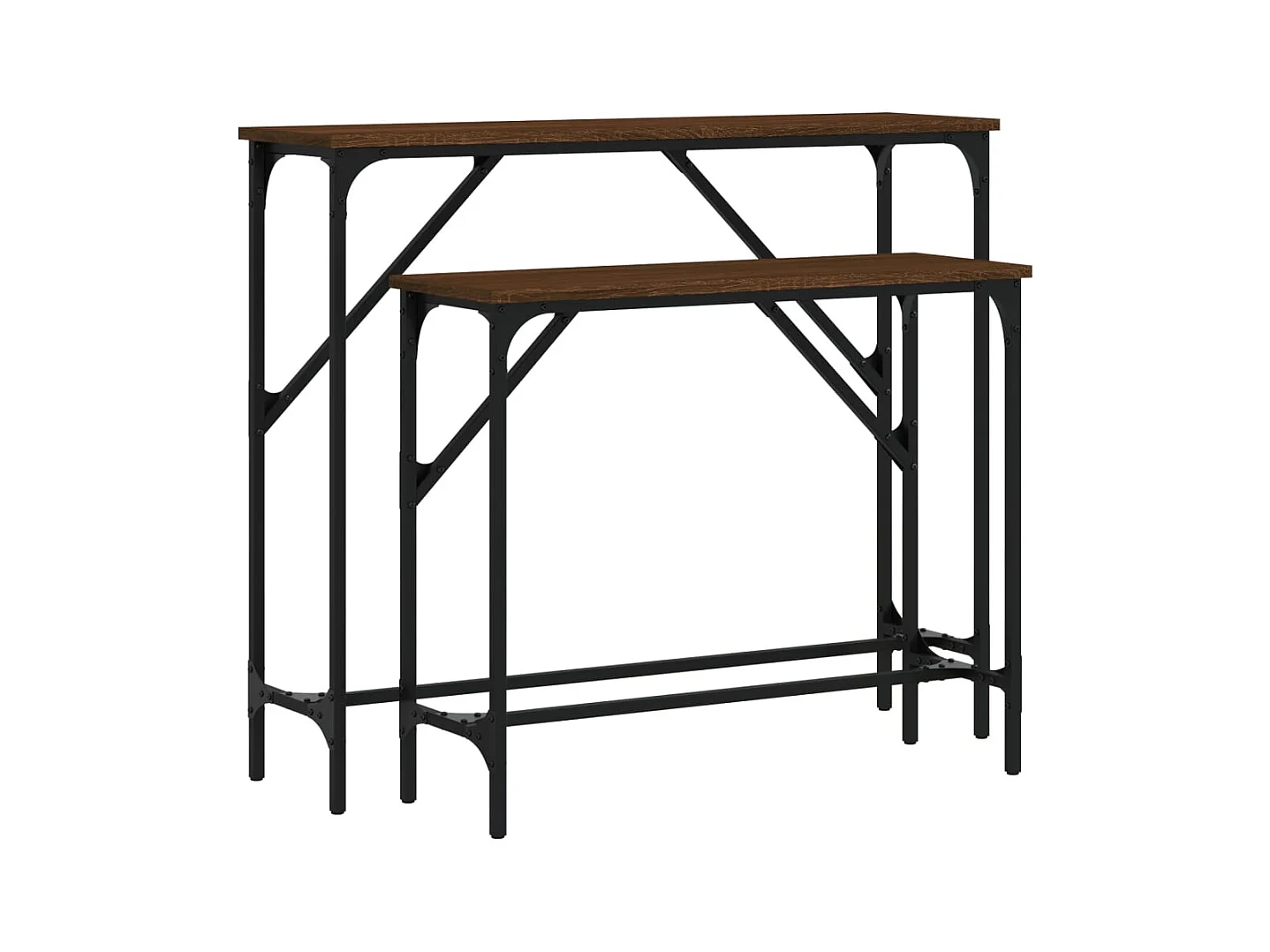 Mesas consolas 2 piezas madera de ingeniería roble marrón