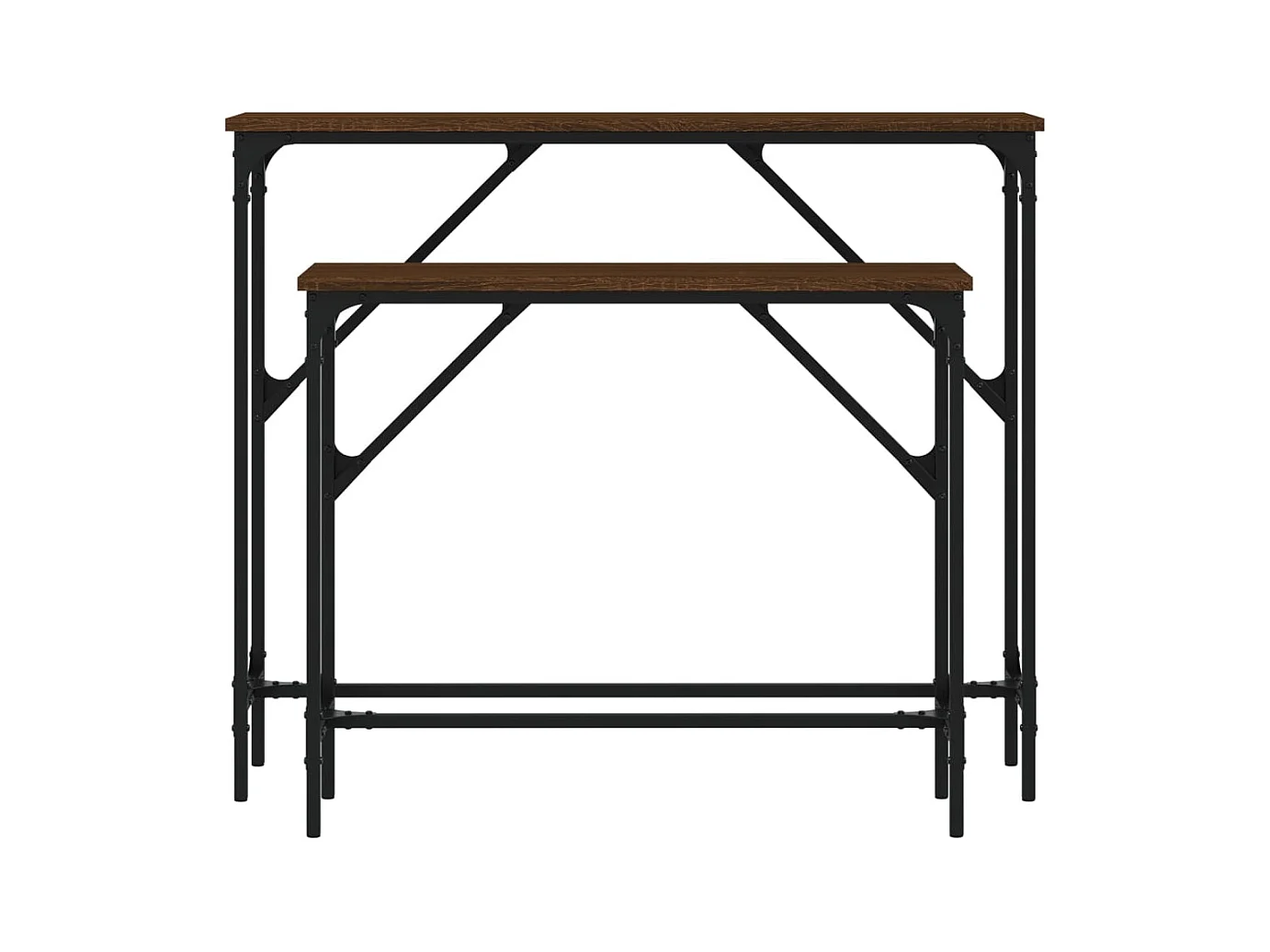 Mesas consolas 2 piezas madera de ingeniería roble marrón