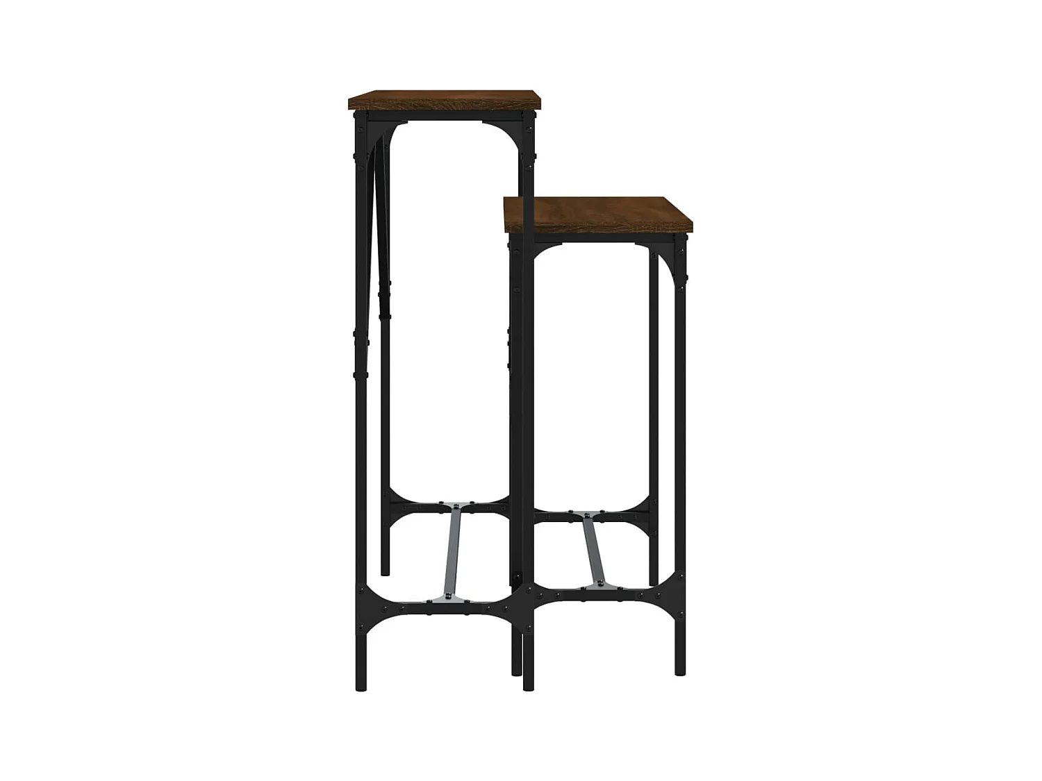 Mesas consolas 2 piezas madera de ingeniería roble marrón