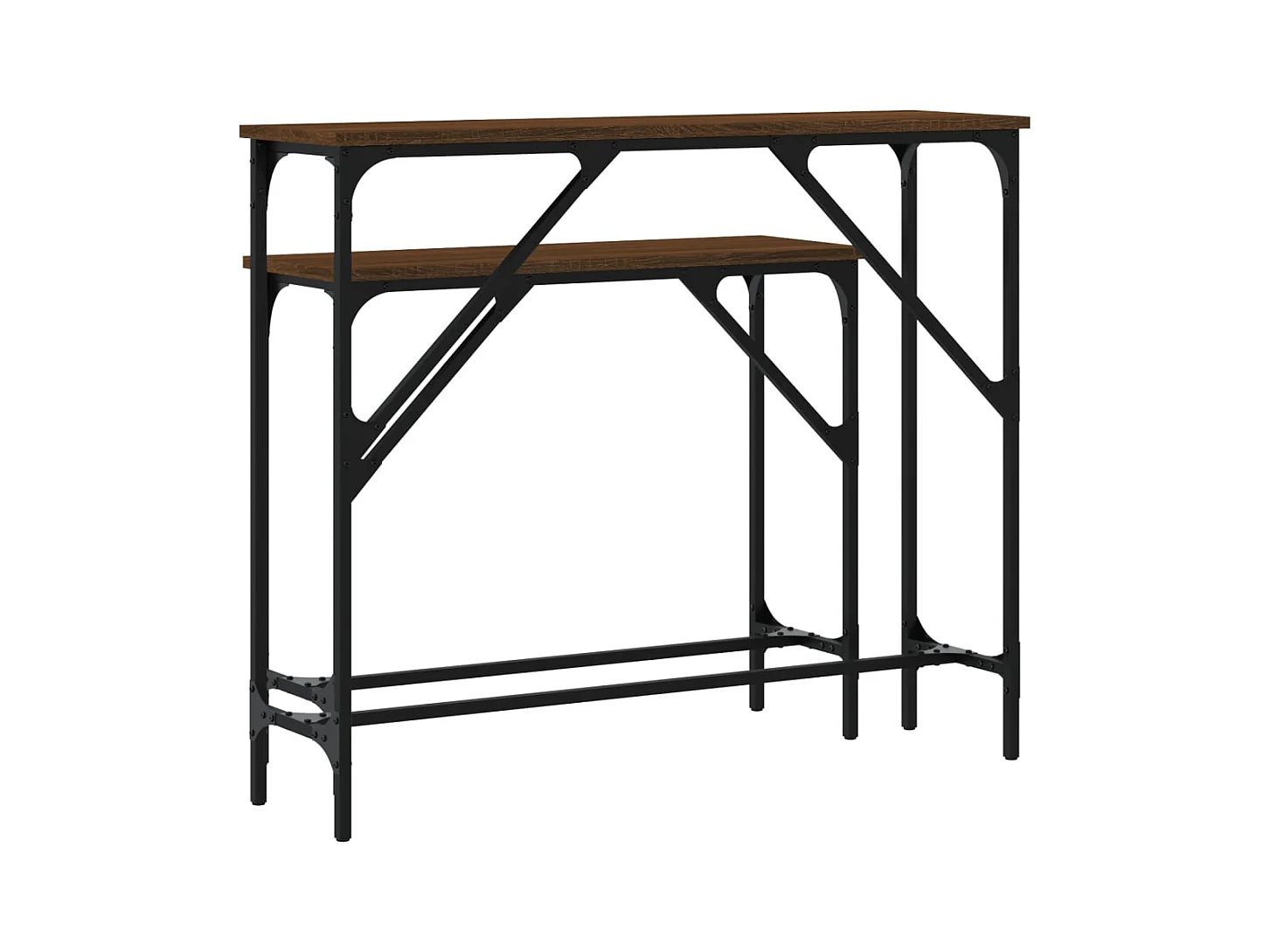 Mesas consolas 2 piezas madera de ingeniería roble marrón