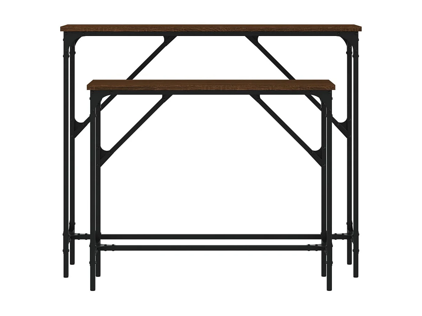 Mesas consolas 2 piezas madera de ingeniería roble marrón