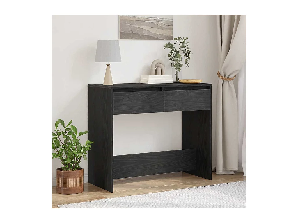Table console chêne noir 89x41x76,5 cm bois d'ingénierie