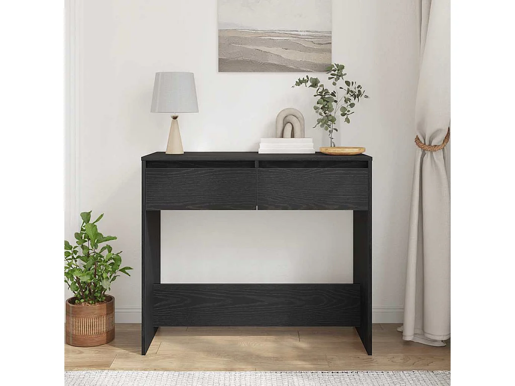 Table console chêne noir 89x41x76,5 cm bois d'ingénierie