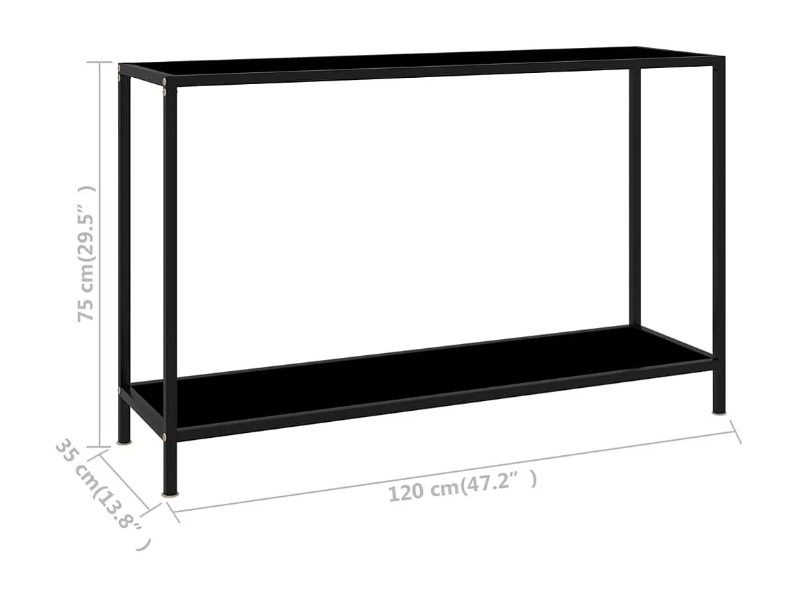 Consolle nera 120x35x75 cm Vetro temperato