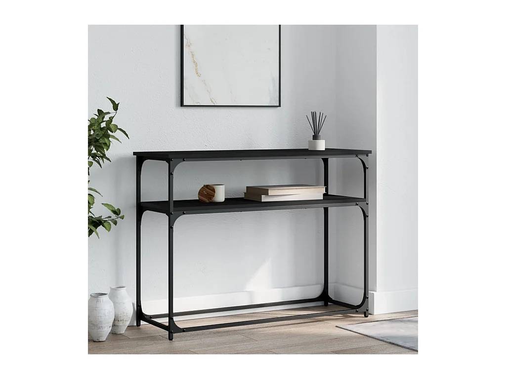 Table console noir 100x35,5x75 cm bois d'ingénierie