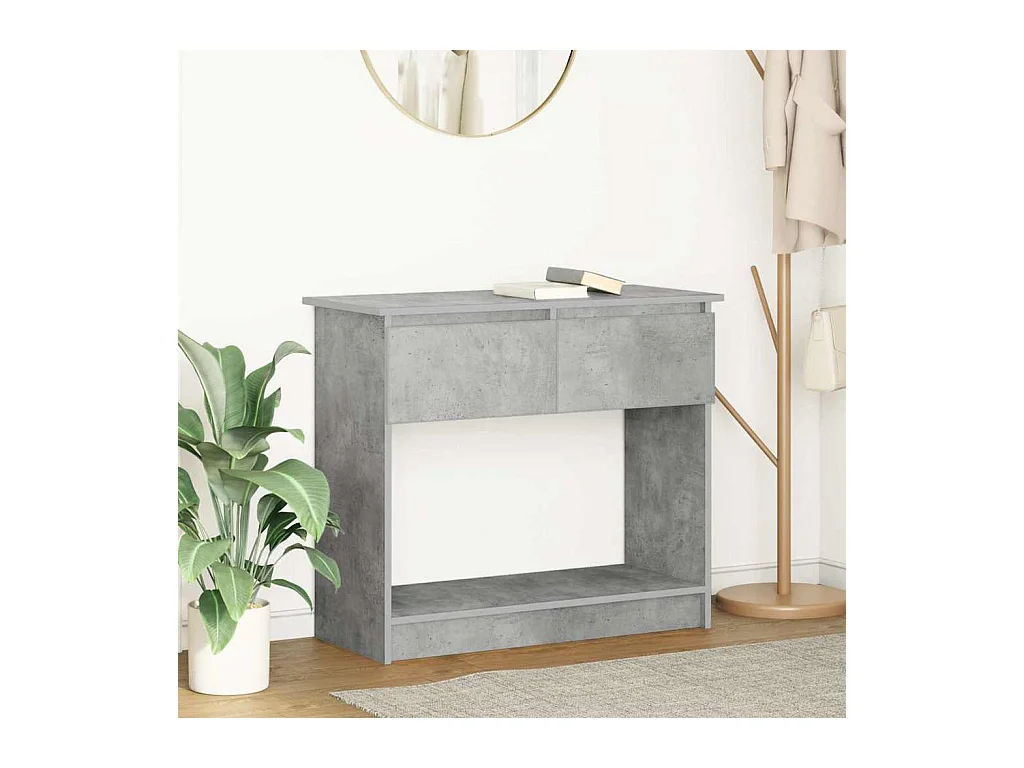 Table console avec tiroirs gris béton 85,5x38,5x74,5 cm