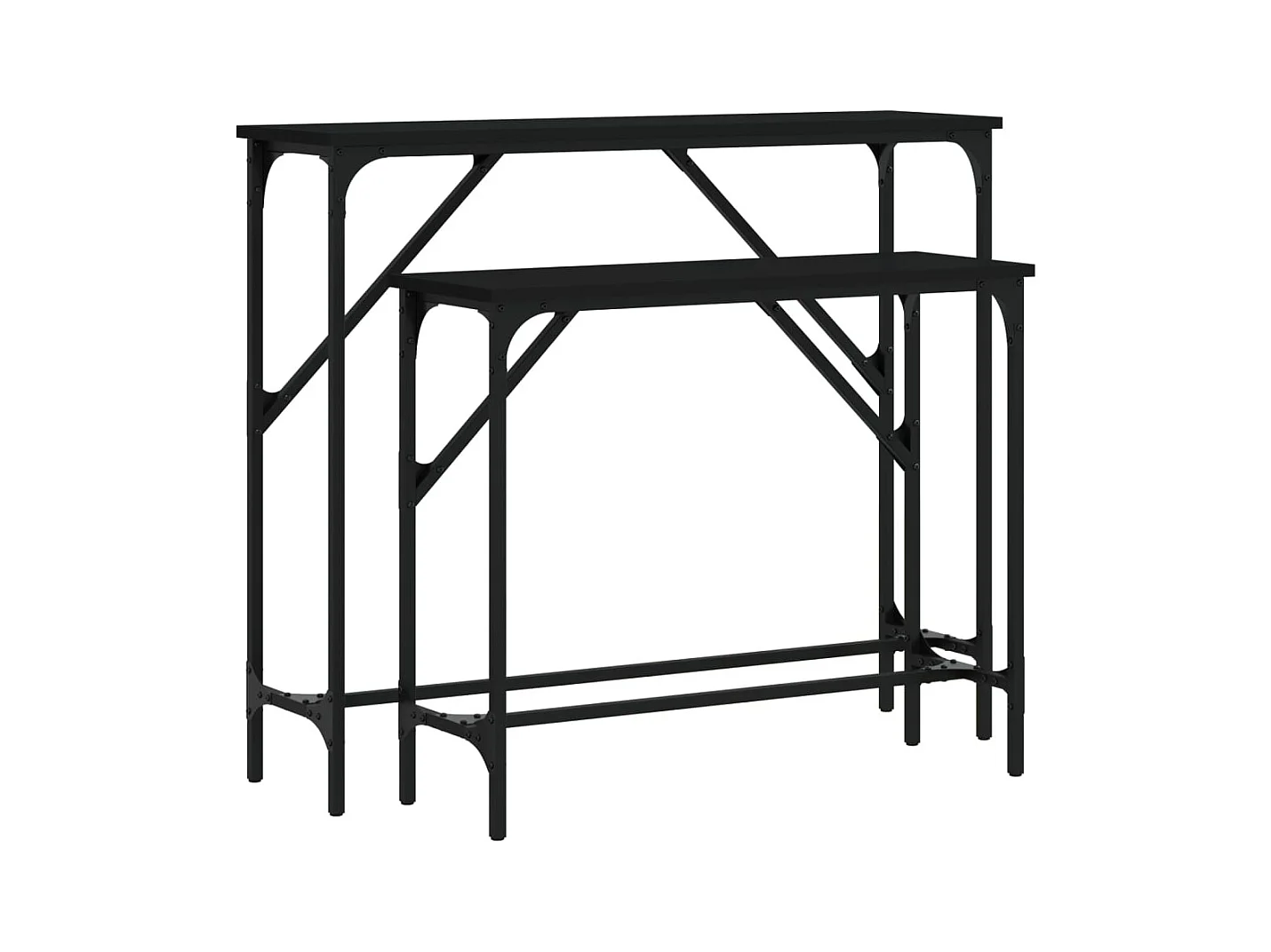 Consoletafels 2 stuks zwart bewerkt hout