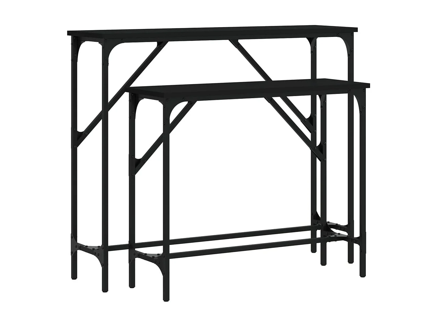 Tables console 2 pcs noir bois d'ingénierie