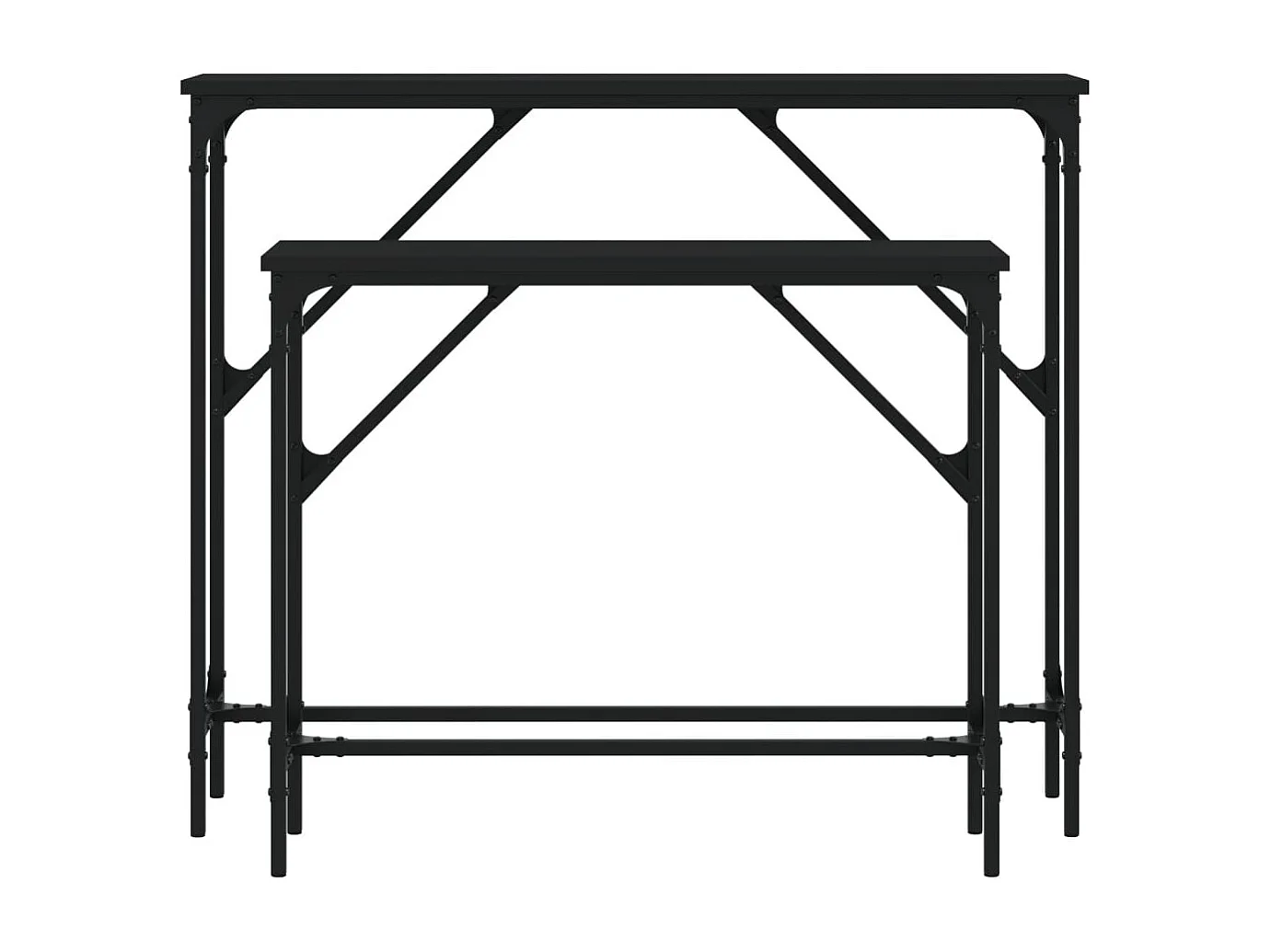Tables console 2 pcs noir bois d'ingénierie