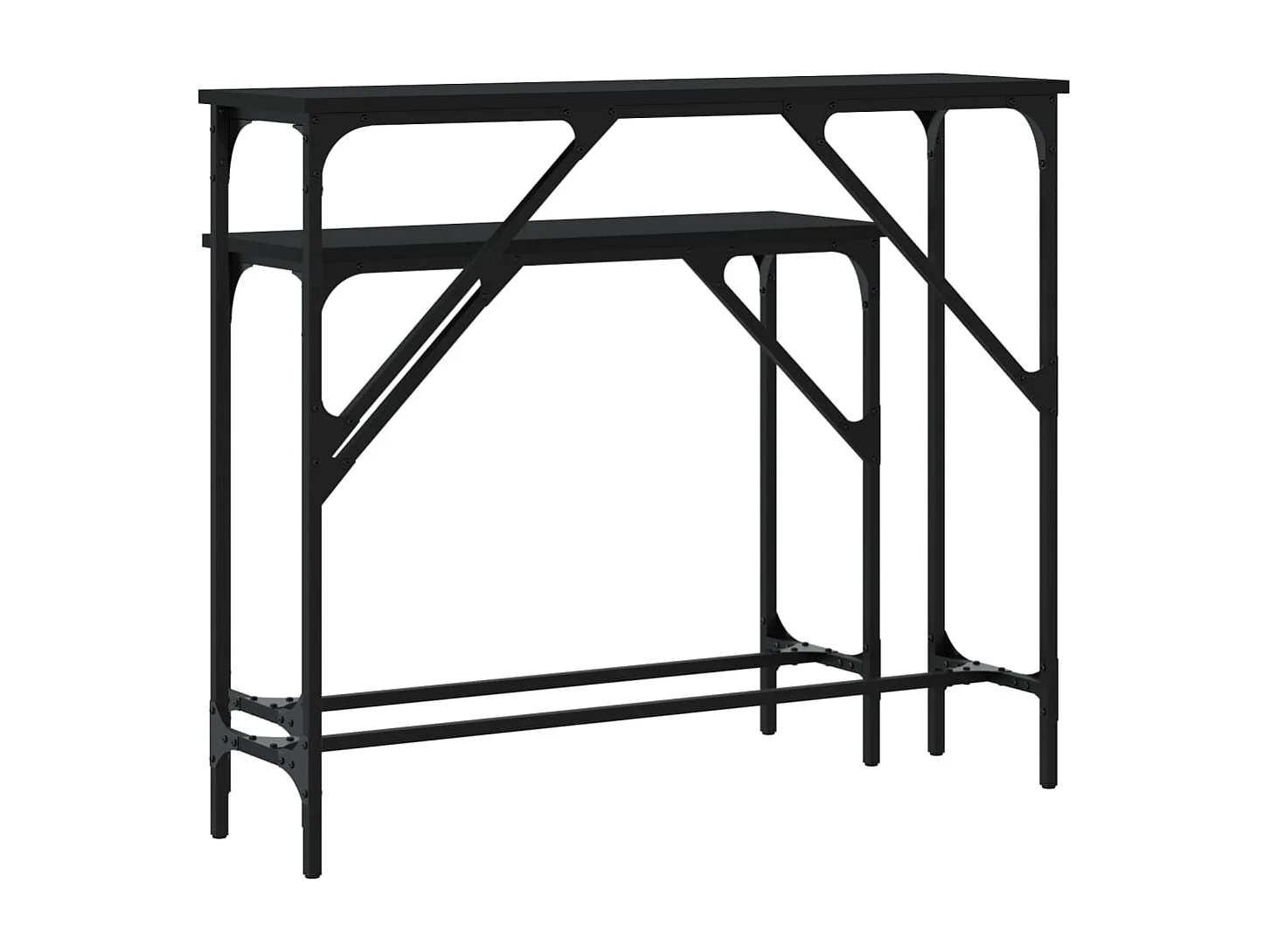 Tables console 2 pcs noir bois d'ingénierie