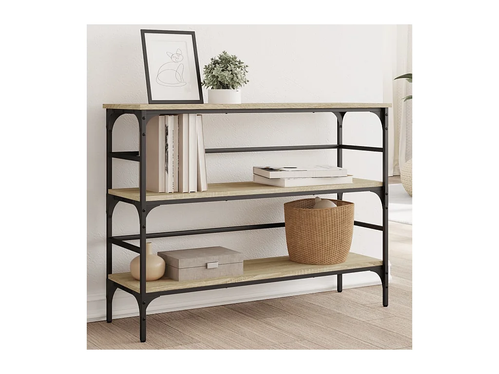 Table console chêne sonoma 100x32x75 cm bois d'ingénierie