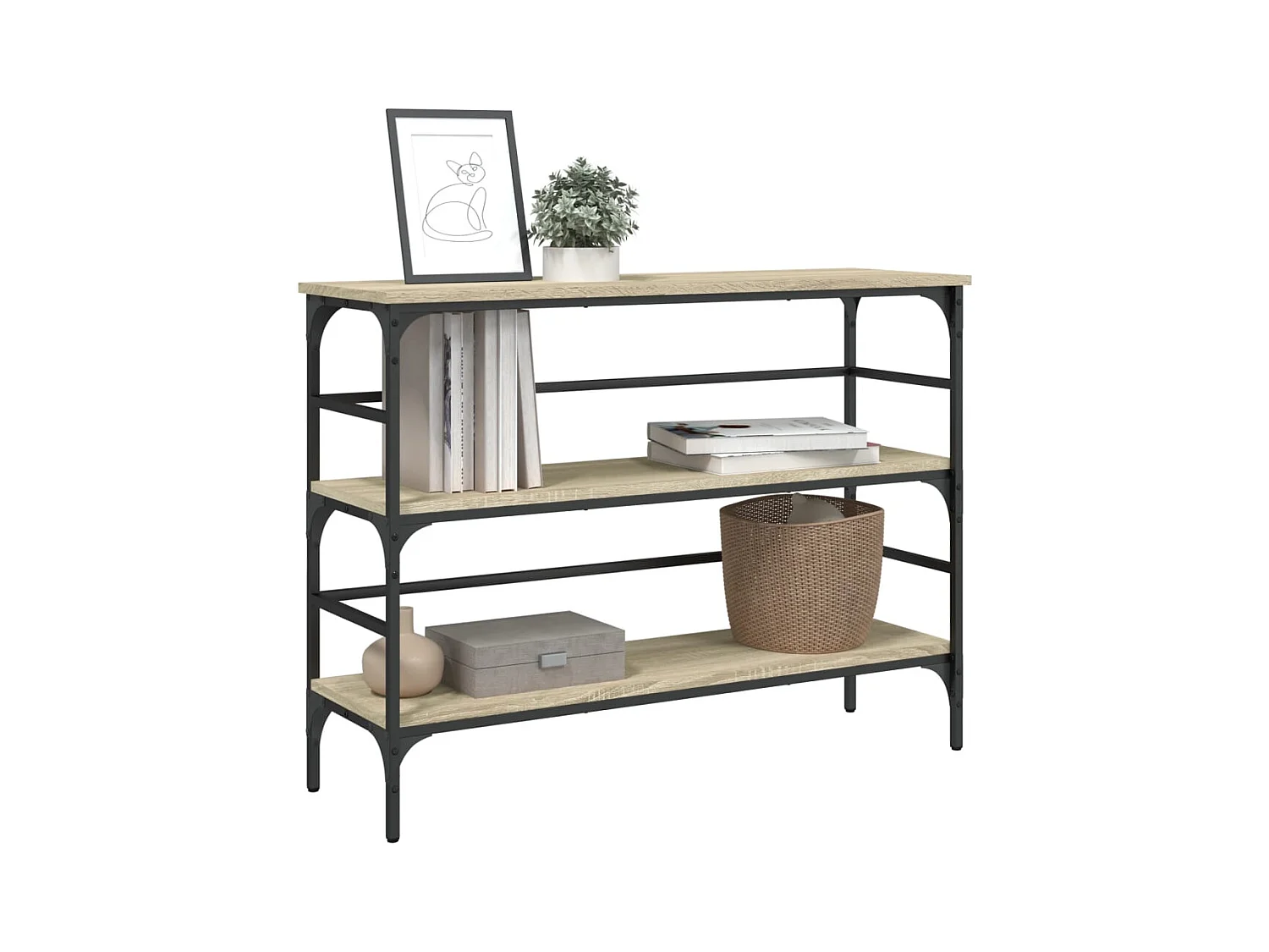 Table console chêne sonoma 100x32x75 cm bois d'ingénierie