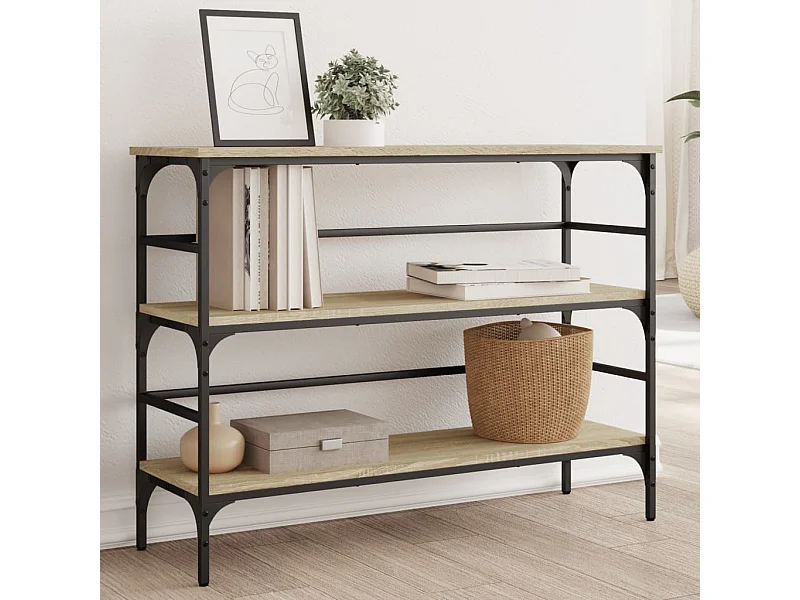 Table console chêne sonoma 100x32x75 cm bois d'ingénierie