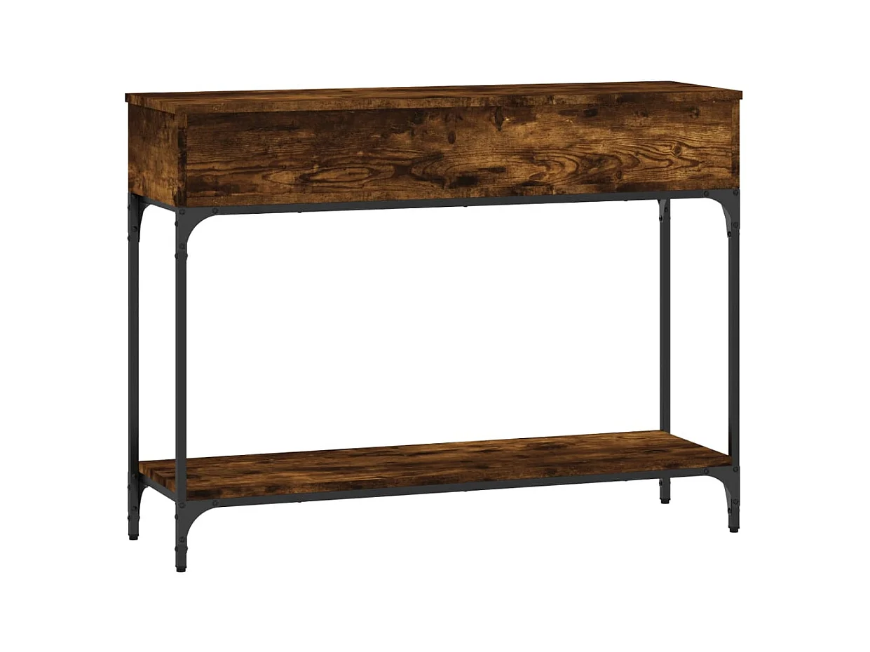 Table console chêne fumé 100x30,5x75 cm bois d'ingénierie