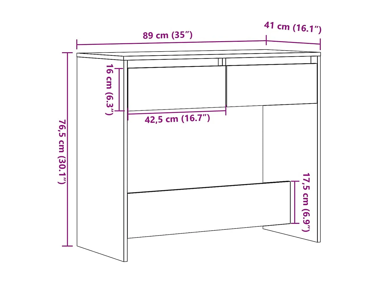 Mesa consola madera vieja 89x41x76,5 cm madera de ingeniería