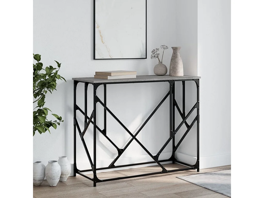 Table console sonoma gris 100x40x80 cm bois d'ingénierie
